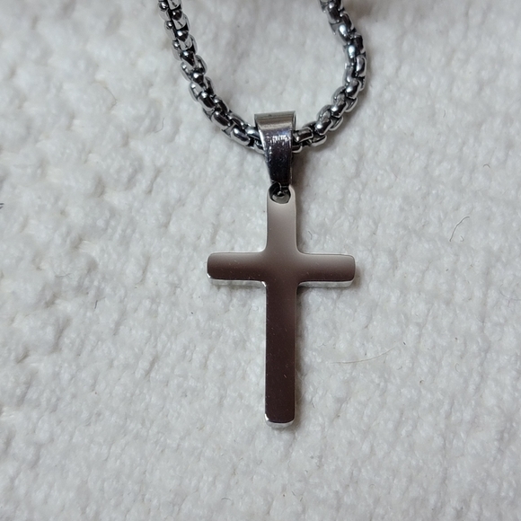 Stainless Steel Small Cross Necklace - Picture 2 of 4